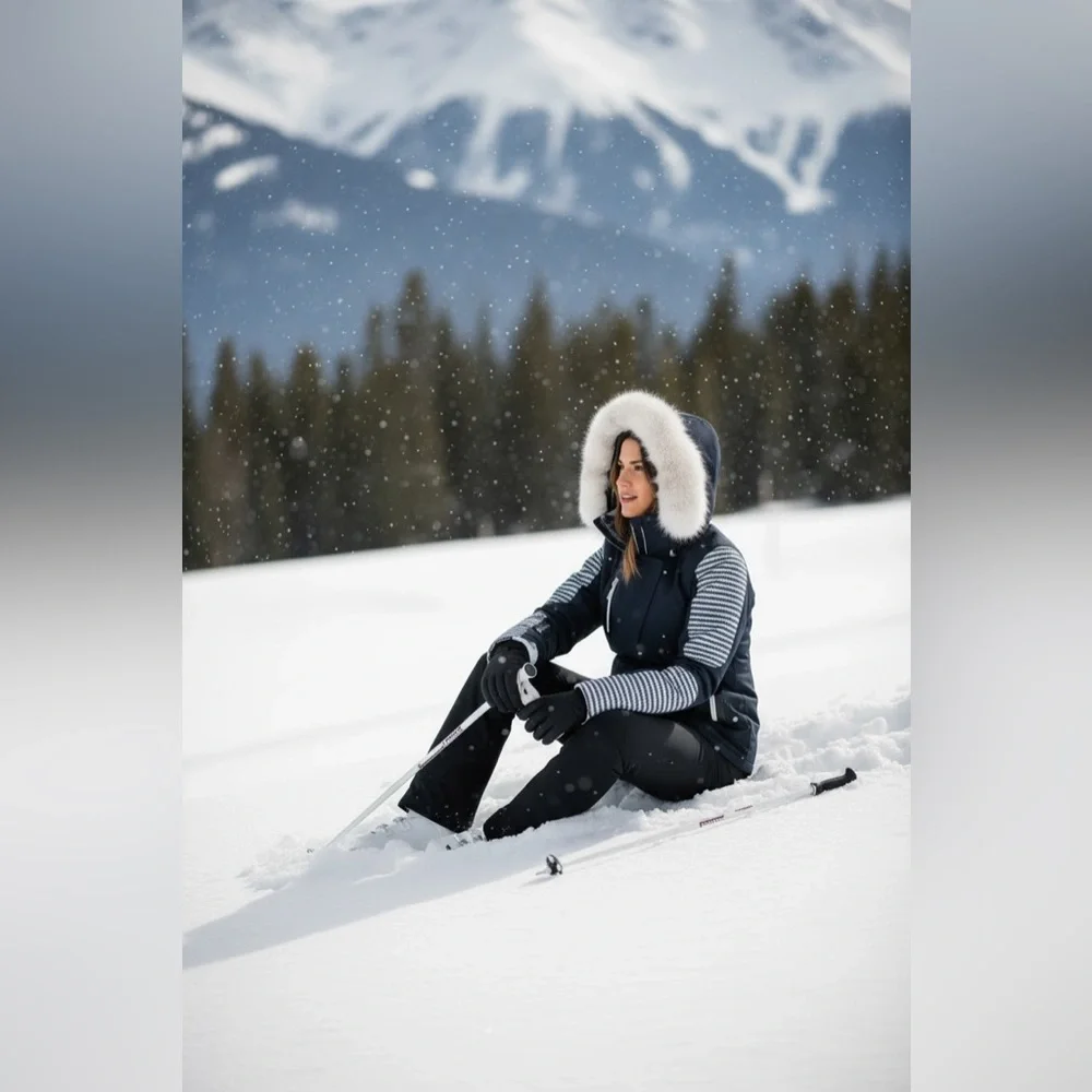 Sweaty Betty Method Softshell Ski Jackett with Fur Trim Size XS EUC